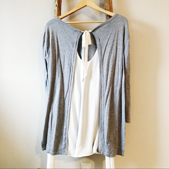 LOFT Tops - LOFT Mixed Media Tie Back Maternity Top